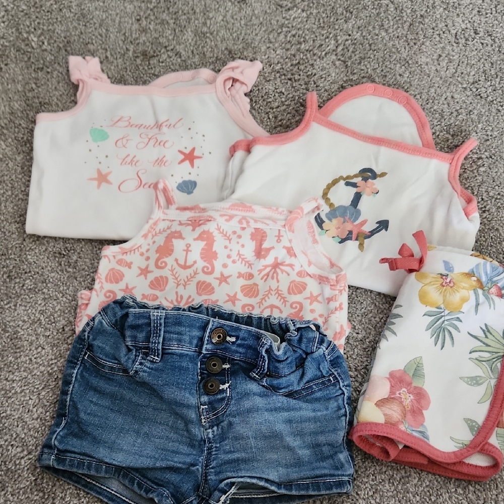 OshKosh B'gosh Kids Summer Outfit Set - Pink, White, Blue
